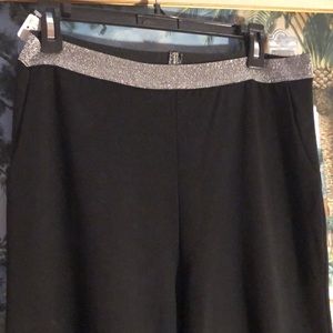 Gracia silver metallic high waist band wide leg front pocket ultra soft pant